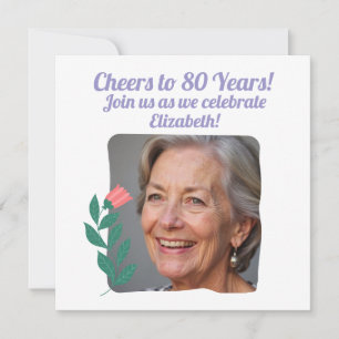 Convites Foto personalizada anima o aniversário de 80 de 80