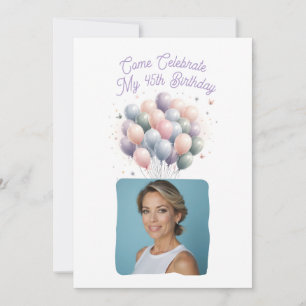 Convites Foto personalizada Balões de aniversário de 45 ano