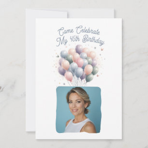Convites Foto personalizada Balões de aniversário de 45 ano