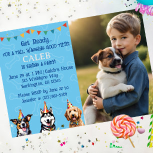 Convites Foto personalizada - Cachorro Azul