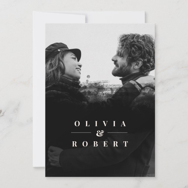 Convites Foto personalizada com Na moda Black Abstrato (Frente)