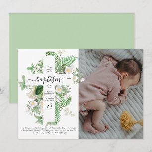Convites Foto personalizada da Cruz Verde de Natal Batismo