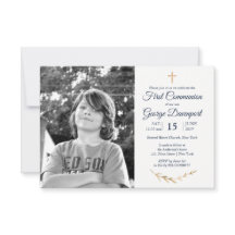 Foto personalizada da Primeira Comunhão Azul Elega