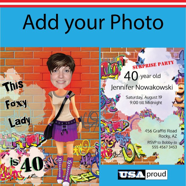 Convites Foto personalizada de 40ª Senhora Foxy Lady 🎉 Ani (Criador carregado)