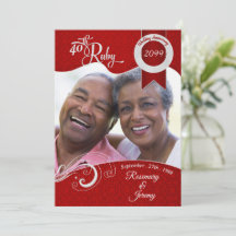 Foto personalizada de 40th Vibrant Ruby Red Damask