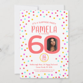 Convites Foto personalizada de 60º aniversário confetti