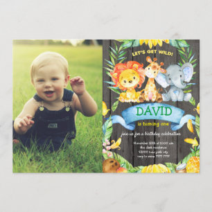 Convites Foto Personalizada De Aniversário De Um Selva