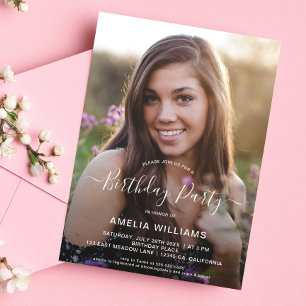 Convites Foto personalizada de aniversário qualquer idade