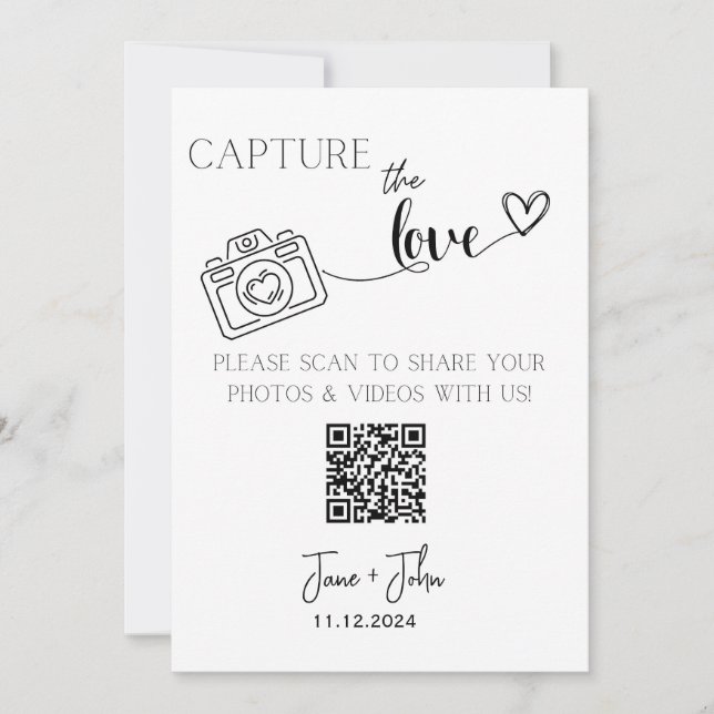 Convites Foto personalizada de casamento Código QR Captura  (Frente)