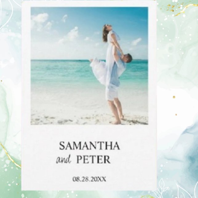 Convites Foto personalizada de casamento moderno de praia (Create lasting memories with a custom photo modern beach wedding invitation  )