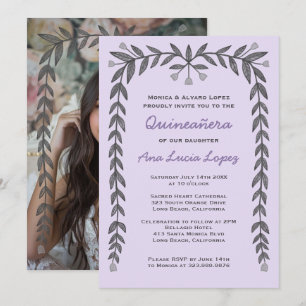 Convites Foto Personalizada De Frame Floral Quinceañera
