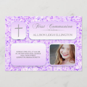 Convites Foto personalizada de Rosas Lilac Roxo