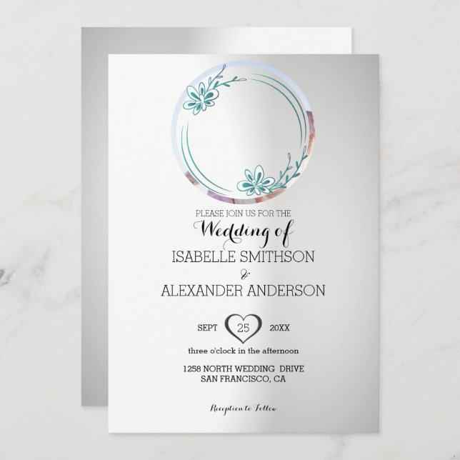 Convites Foto Personalizada E Casamento Floral (Frente/Verso)