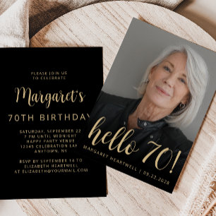 Convites Foto Personalizada Feliz 70 Aniversário de 70 Anos