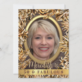 Convites Foto Personalizada Floral Dourada Do Luxo 50 E Fab