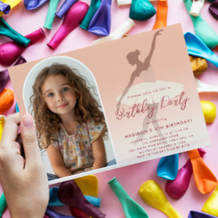 Convites Foto personalizada I Pink Silhouette Ballerina Ani
