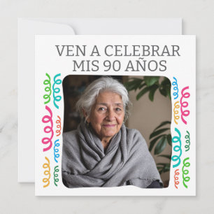 Convites Foto Personalizada Meus 90 Anos Festa