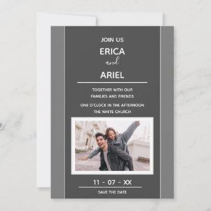 Convites Foto Personalizada Minimalismo Grafite Cinza Moldu