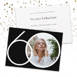 Convites Foto personalizada minimalista Black White 60th Bi<br><div class="desc">Foto personalizada minimalista Black White 60th Aniversário. Design moderno minimalista, simples mas elegante e elegante. Este modelo de design é personalizável com a sua foto. Excelente para uma festa temática em preto e branco! Este é um modelo personalizável, se você precisar de ajuda para personalizá-lo, basta entrar em contato com...</div>