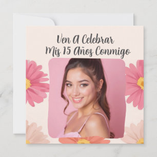 Convites Foto Personalizada Mis Quince Flores Quinceañera R