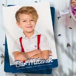 Convites Foto personalizada moderna do bar Mitzvah<br><div class="desc">Esta design é composta por uma escrita cursiva lúdica contrabalançada pela simples tipografia san serif. Esta design é moderna e simples. Adicionar imagem fotográfica. Disponível aqui: http://www.zazzle.com/store/selectpartysupplies</div>