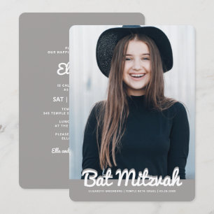 Convites Foto personalizada moderna do Bat Mitzvah