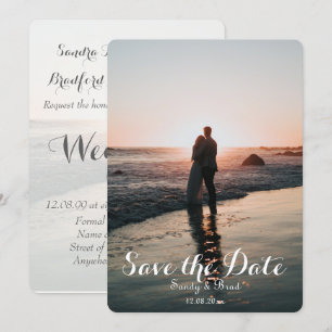 Convites Foto Personalizada Moderna Elegante Salvar O Casam