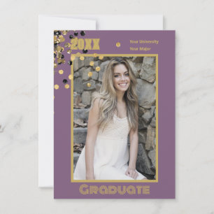 Convites Foto personalizada: moderna Mauve Dourada Sparkles