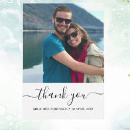 Convites Foto personalizada obrigado de casamento relaxado