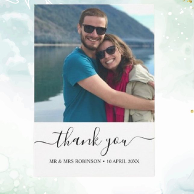 Convites Foto personalizada obrigado de casamento relaxado (Personalize your message and show your gratitude today!)