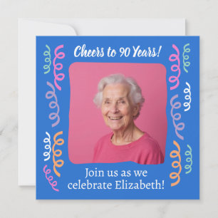 Convites Foto Personalizada Parabéns pelos 90 Anos Bandeiro