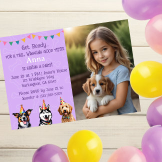 Convites Foto personalizada Puppy Dog Birthday Paw-ty
