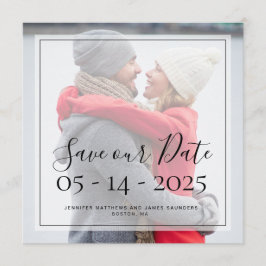 Convites Foto Personalizada Simples Elegante Script Salve a