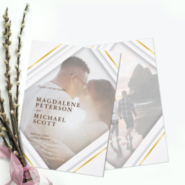 Convites Foto pessoal Casamento de quadro Dourado moderno