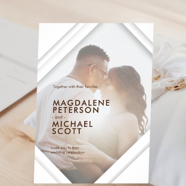 Convites Foto Pessoal Casamento de Quadro Moderno (Criador carregado)