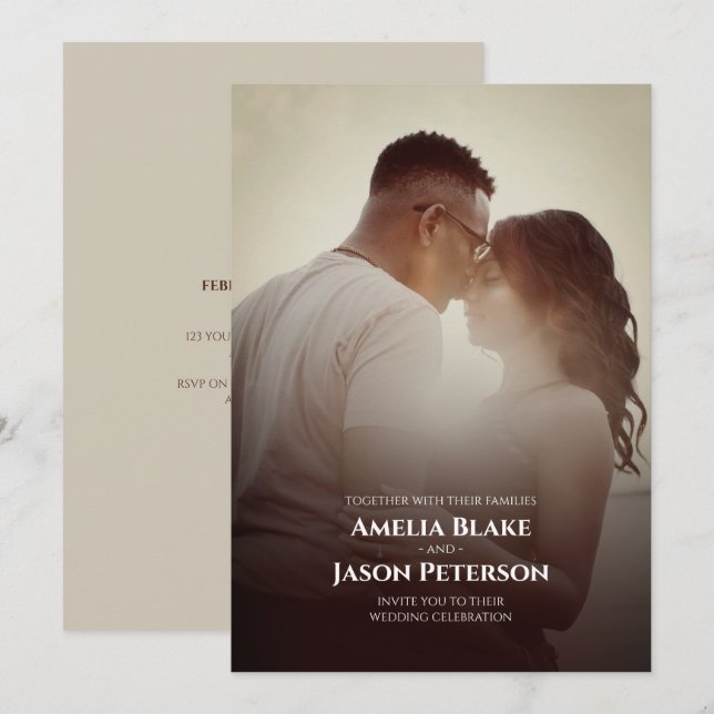 Convites Foto pessoal | Casamento simples (Frente/Verso)