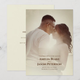 Convites Foto Pessoal | Simples | Casamento Branco Quebrado