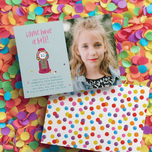 Convites Foto: Pink Gumball Machine Candy Bubble Party
