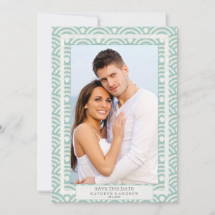 Convites Foto Plana de Casamento Japonês Seigaiha Save The 