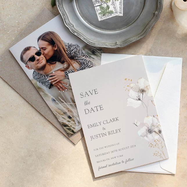 Convites Foto por Aquarela de Flores Selvagens Modernas Sal (Criador carregado)