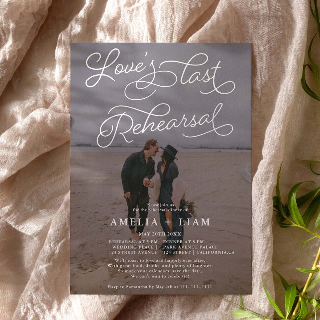 Convites Foto preta branca Amor último janto de ensaio (Criador carregado)