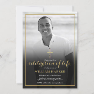 Convites Foto Preta e Branca de Funeral Cristão