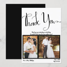 Convites Foto Preta e Branca de Roteiro Moderno Obrigado