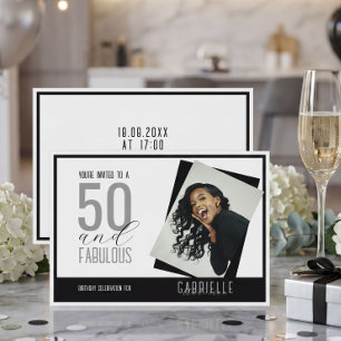 Convites Foto Preto e Branco 50 e Fabuloso Aniversário
