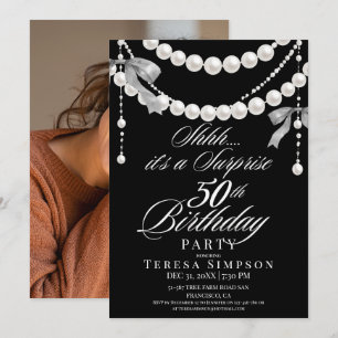 Convites Foto Preto e Branco do 50º Aniversário Surpresa