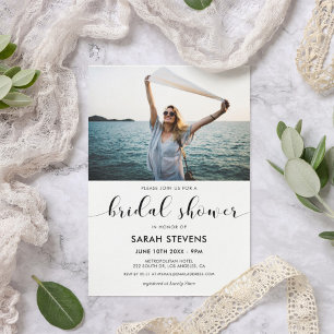 Convites Foto preto e branco elegante do chá de panela