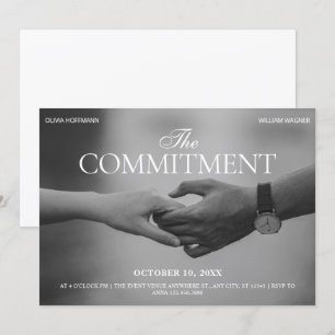 Convites Foto preto e branco segurando a mão compromisso
