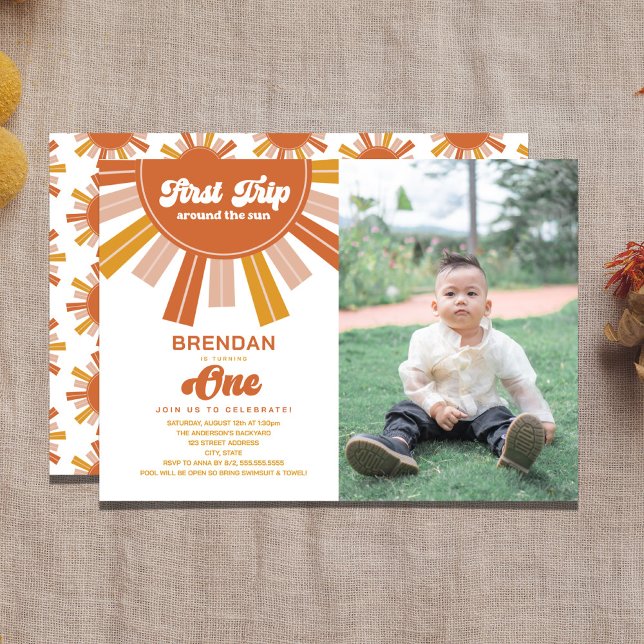 Convites Foto Primeira Viagem em torno do primeiro aniversa (Criador carregado)