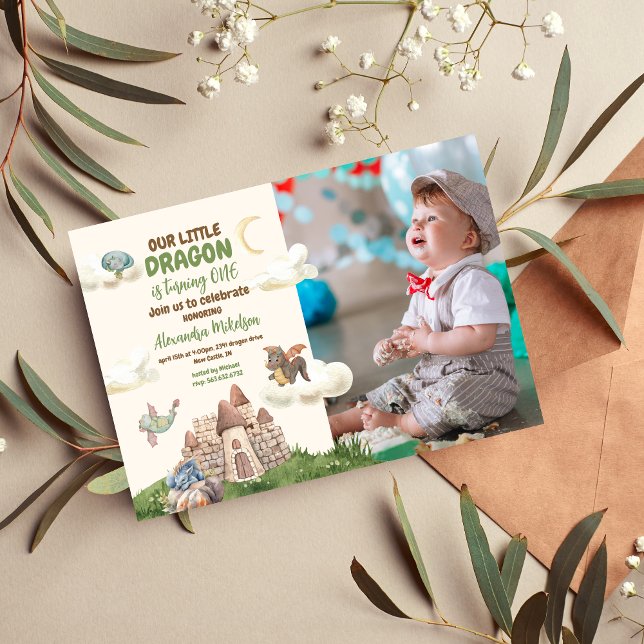 Convites Foto: primeiro aniversario de Bebê do Dragon Water (Criador carregado)