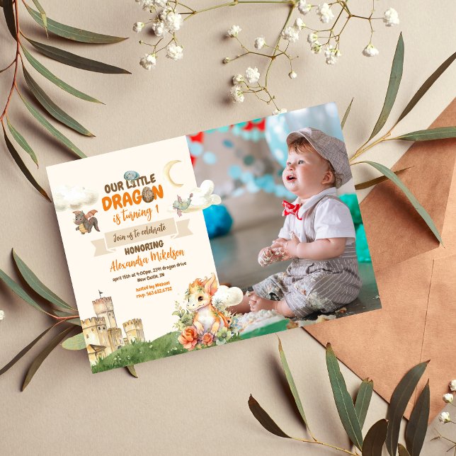 Convites Foto: primeiro aniversario de Bebê do Dragon Water (Criador carregado)